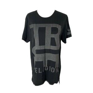 True Religion Men’s Shirt Black Big Logo Short Sleeve Lightweight Size Medium